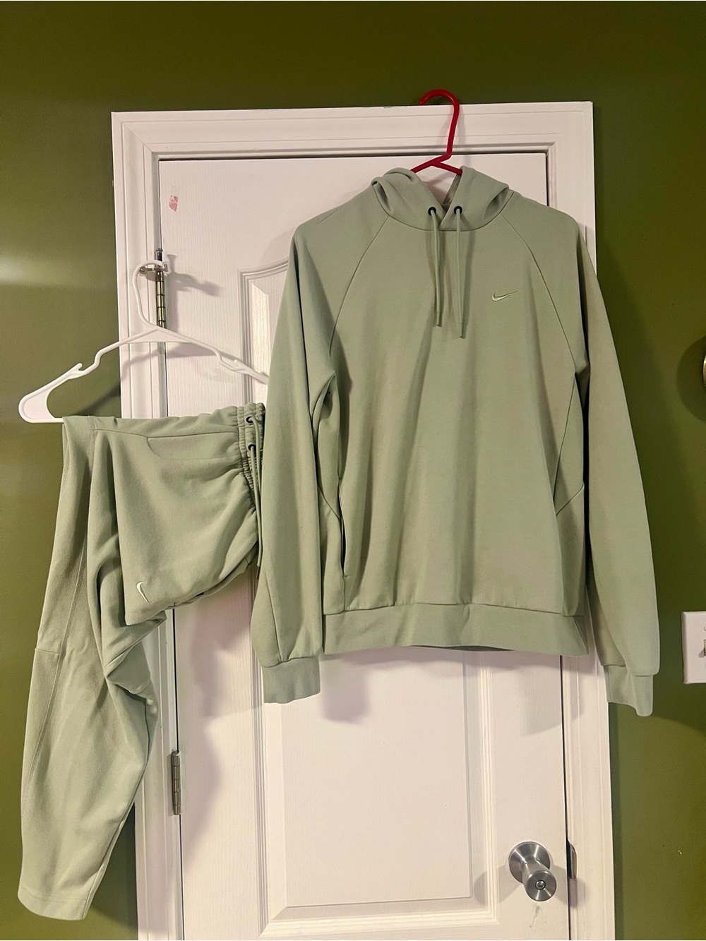 Nike Dri-FIT Mint Green Tracksuit Set Hoodie & Tapered Zip Pants Men's S/M